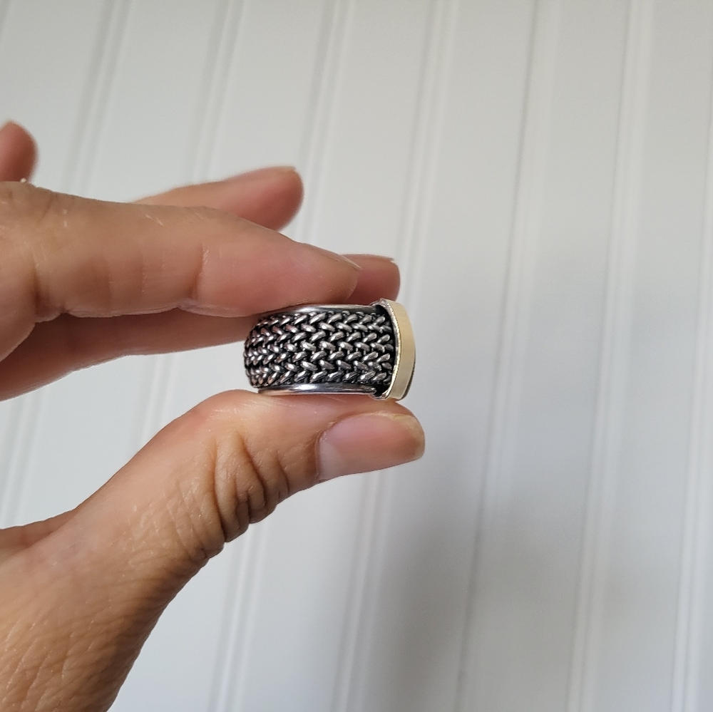 Vintage Statement Mesh/Solid Sterling Silver & 18… - image 8